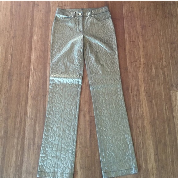 Gold Metallic Skin Jacquard Thora Pant - Picture 2 of 4
